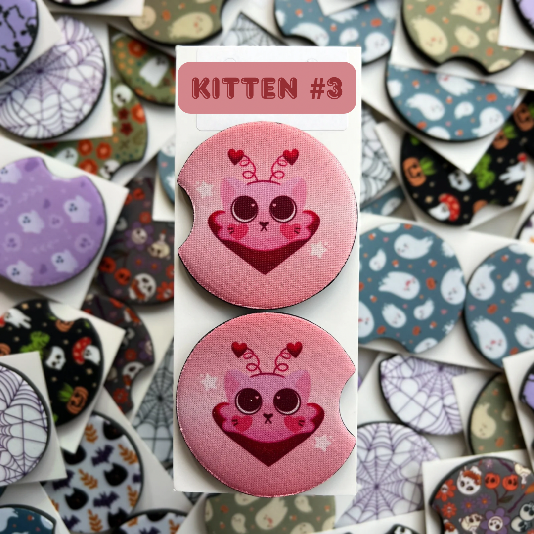 LoveCore Kittens - Car Coasters (Pink)