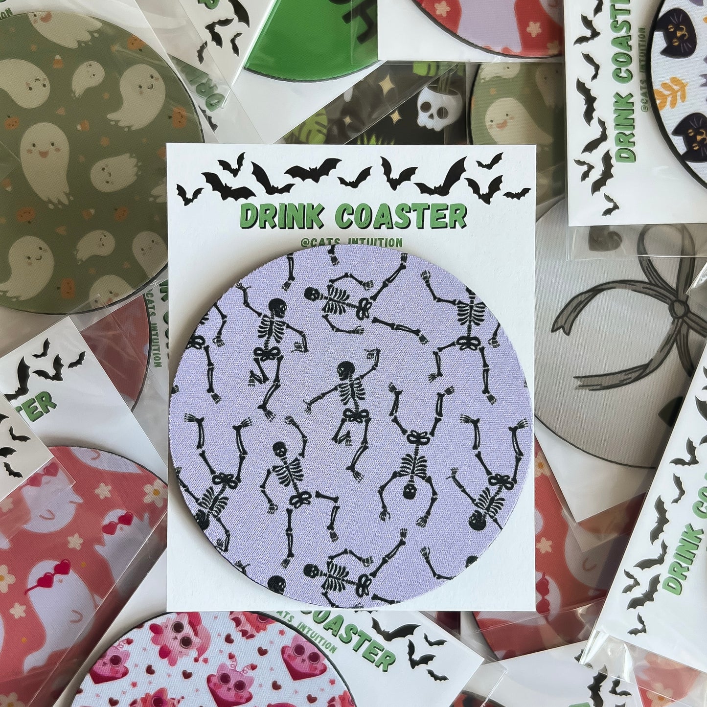 Dancing Skeletons (purple) - Drink Coaster