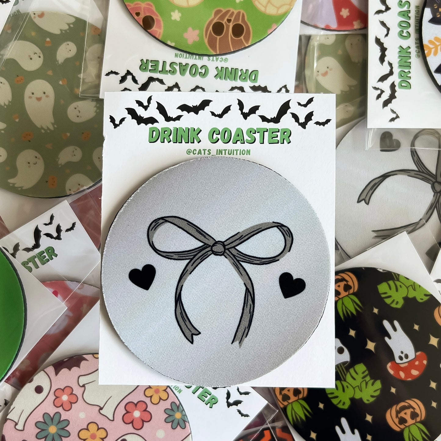 Dark Coquette Bow (black) - Drink Coaster
