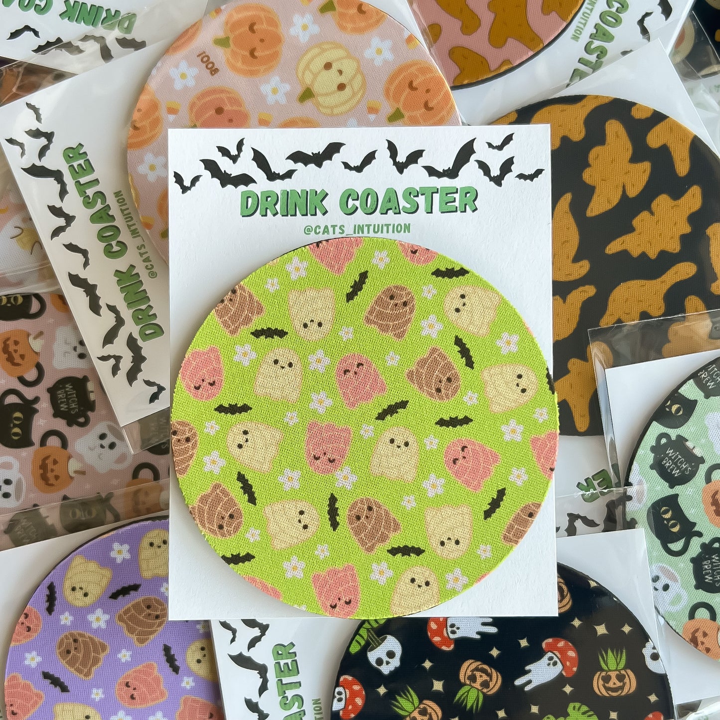 Concha Ghosts (Green) - Drink Coaster