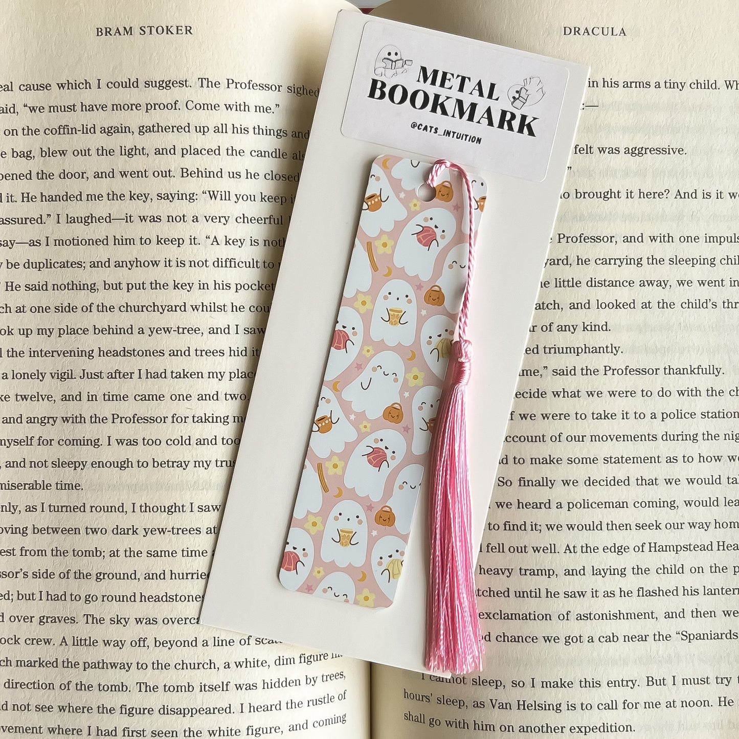 Cafe y Pan Dulce Ghosts (Pink) - Metal Bookmark