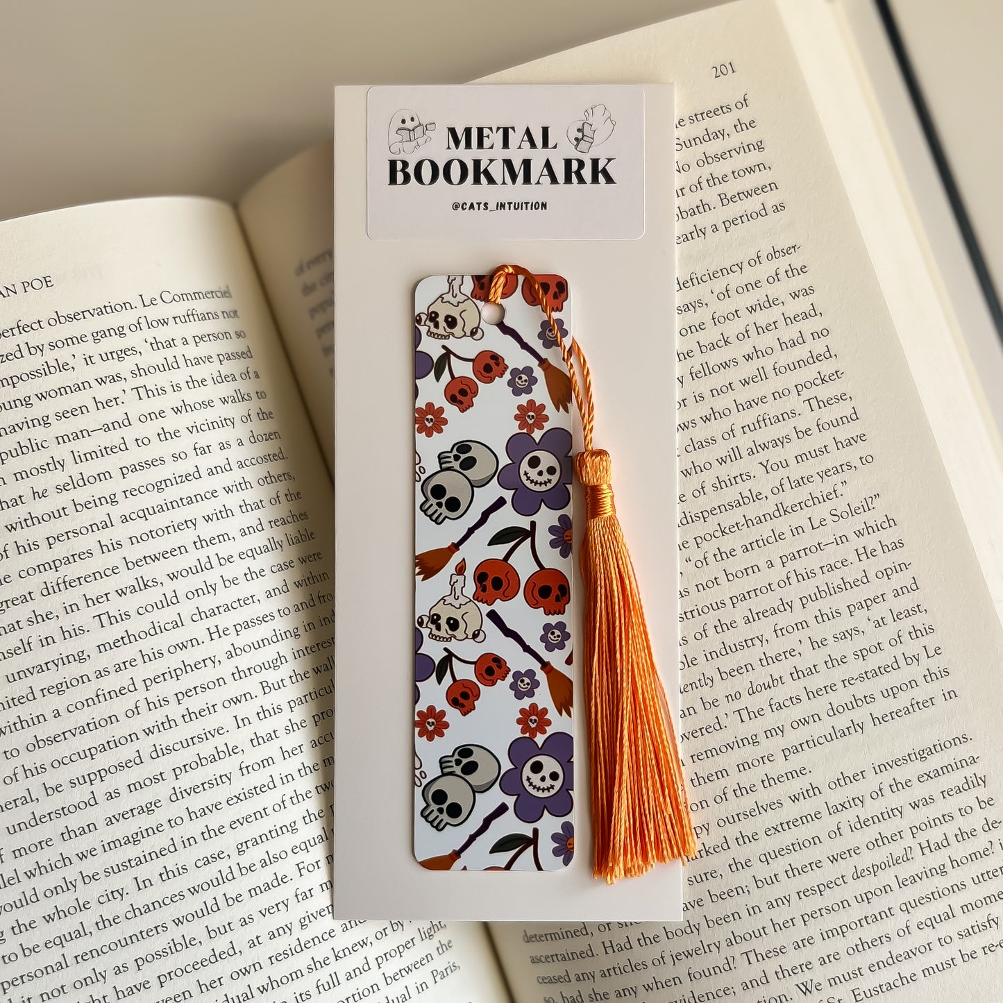 Spooky Spring Skulls - Metal Bookmark
