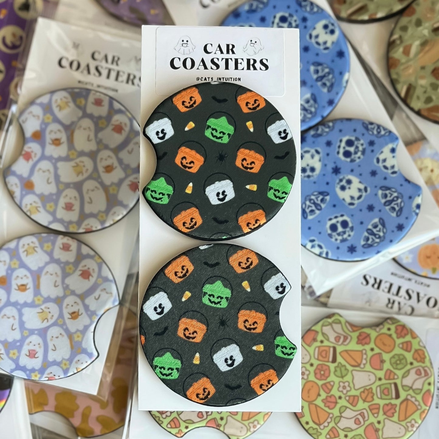 Boo Buckets - Car Coasters (Dark Green)