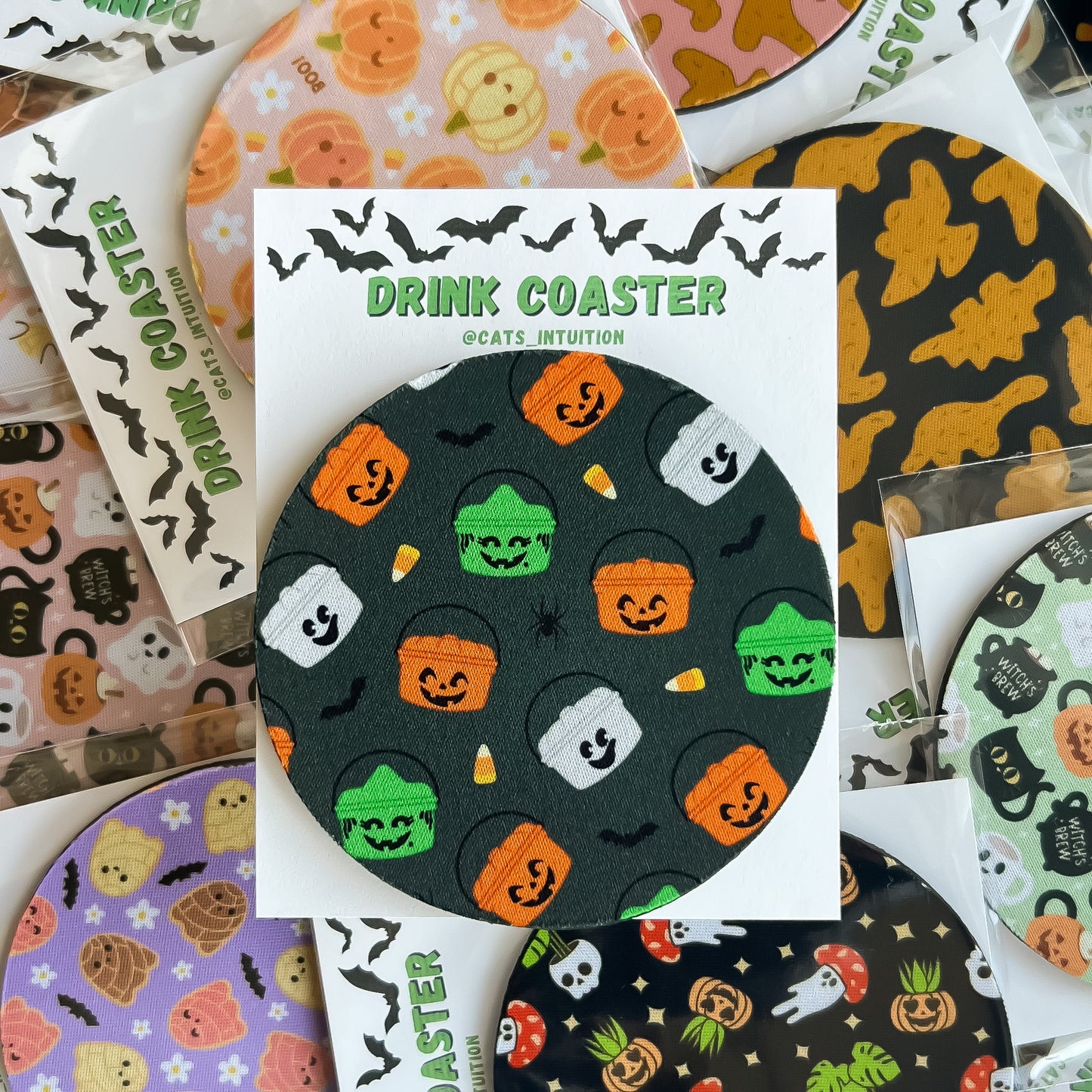 Boo Buckets (Dark Green) - Drink Coaster