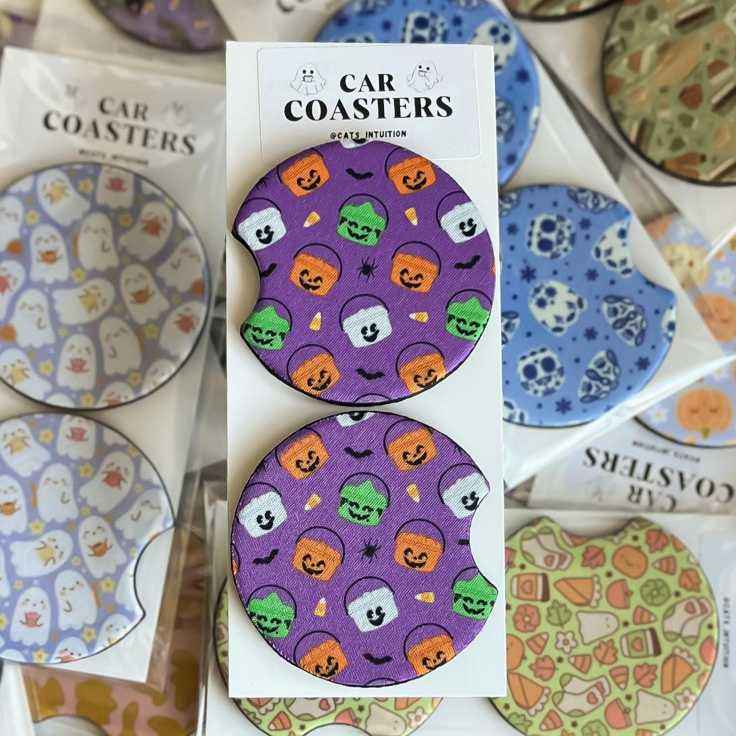 Boo Buckets - Car Coasters (Purple)