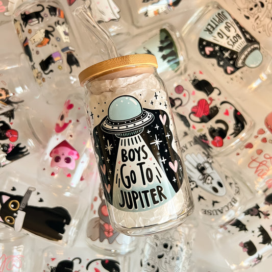 Boys go to Jupiter UFO - 16oz Cup with Clear Straw and Bamboo Lid