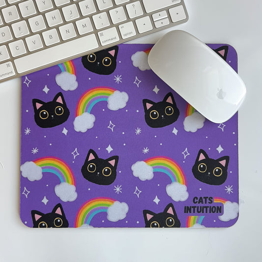Black Cats and Rainbows (Purple) - Mouse Pad