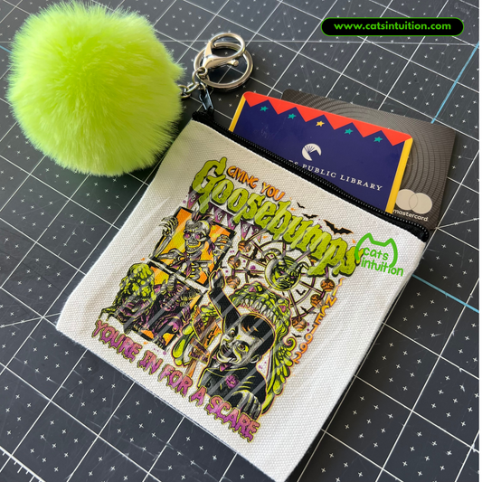 Giving Goosebumps – Coin/Card Pouch Keychain w/ Green Pompom