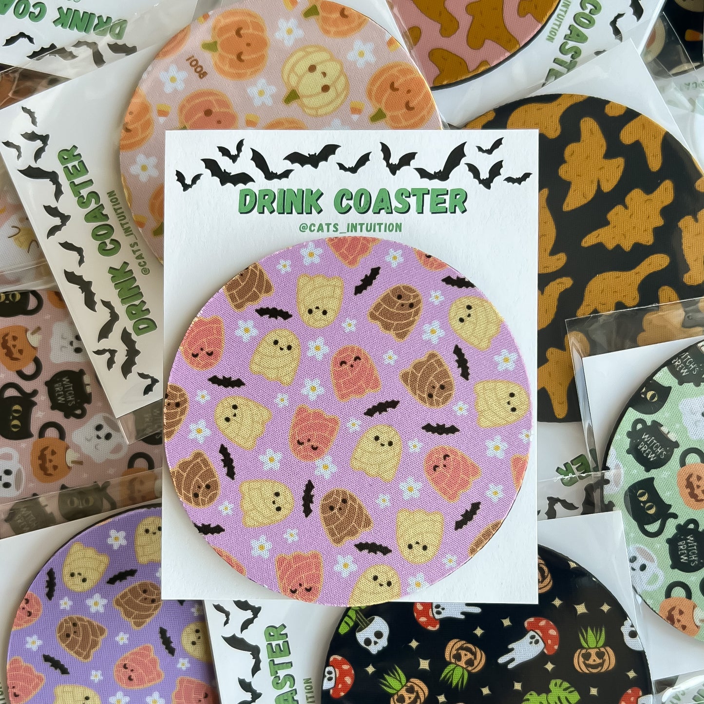 Concha Ghosts (Pink) - Drink Coaster