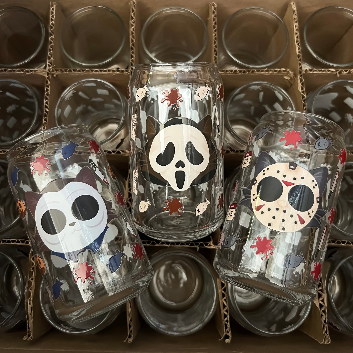 Horror Kitties - 16oz Cup with Clear Straw and Bamboo Lid