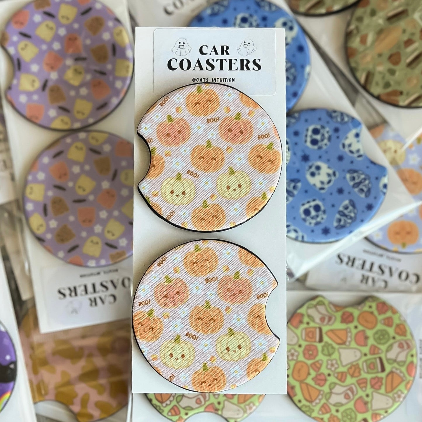 Concha Pumpkins - Car Coasters (Pink)