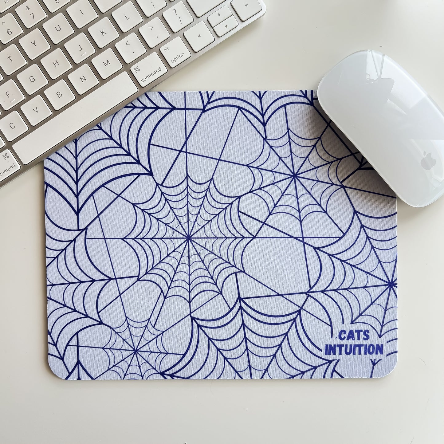 Blue Spiderwebs - Mouse Pad