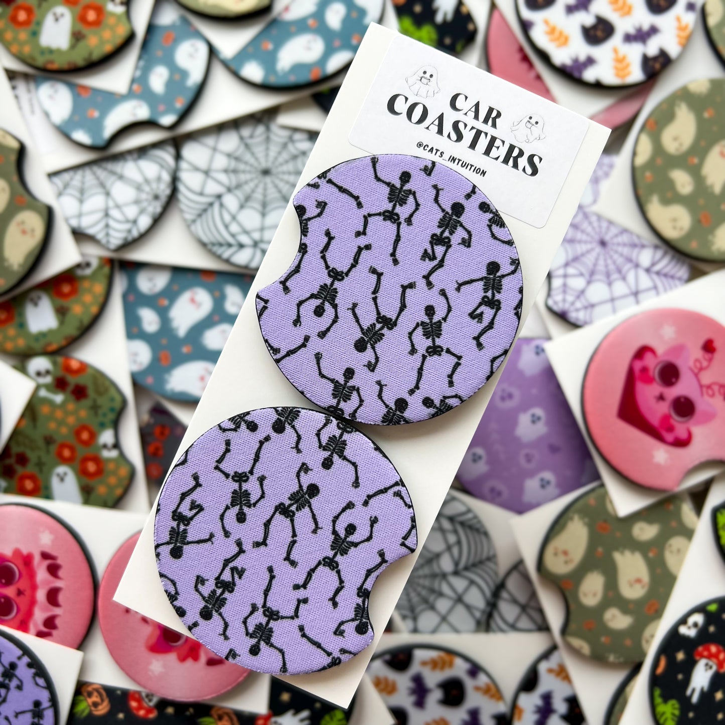 Dancing Skeletons - Car Coasters (Purple)