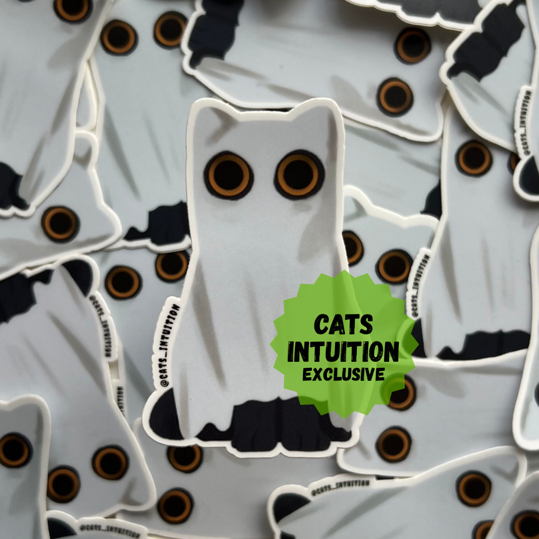 Ghost Kitty Sitting - Sticker