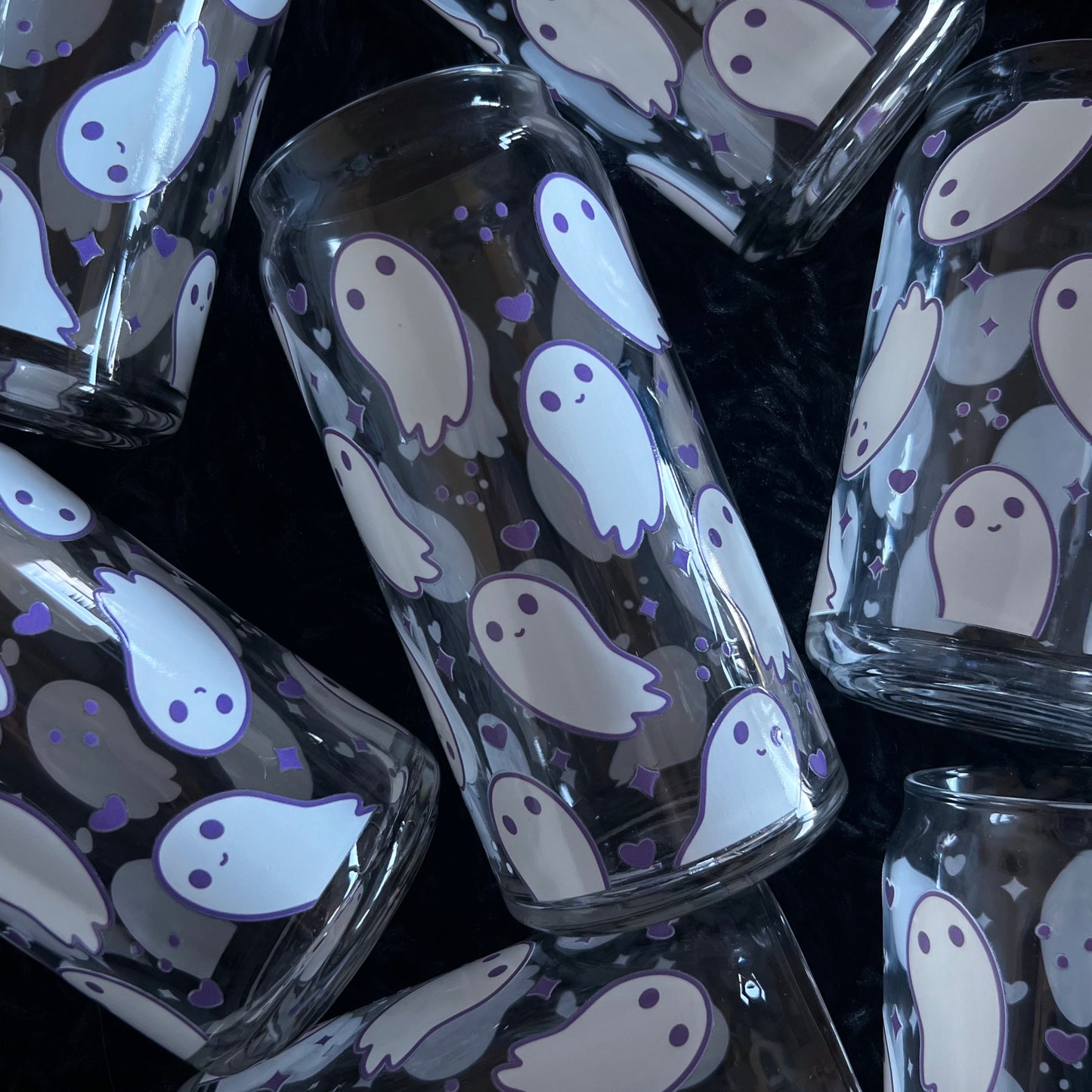 Purple Hearts and cute ghosts