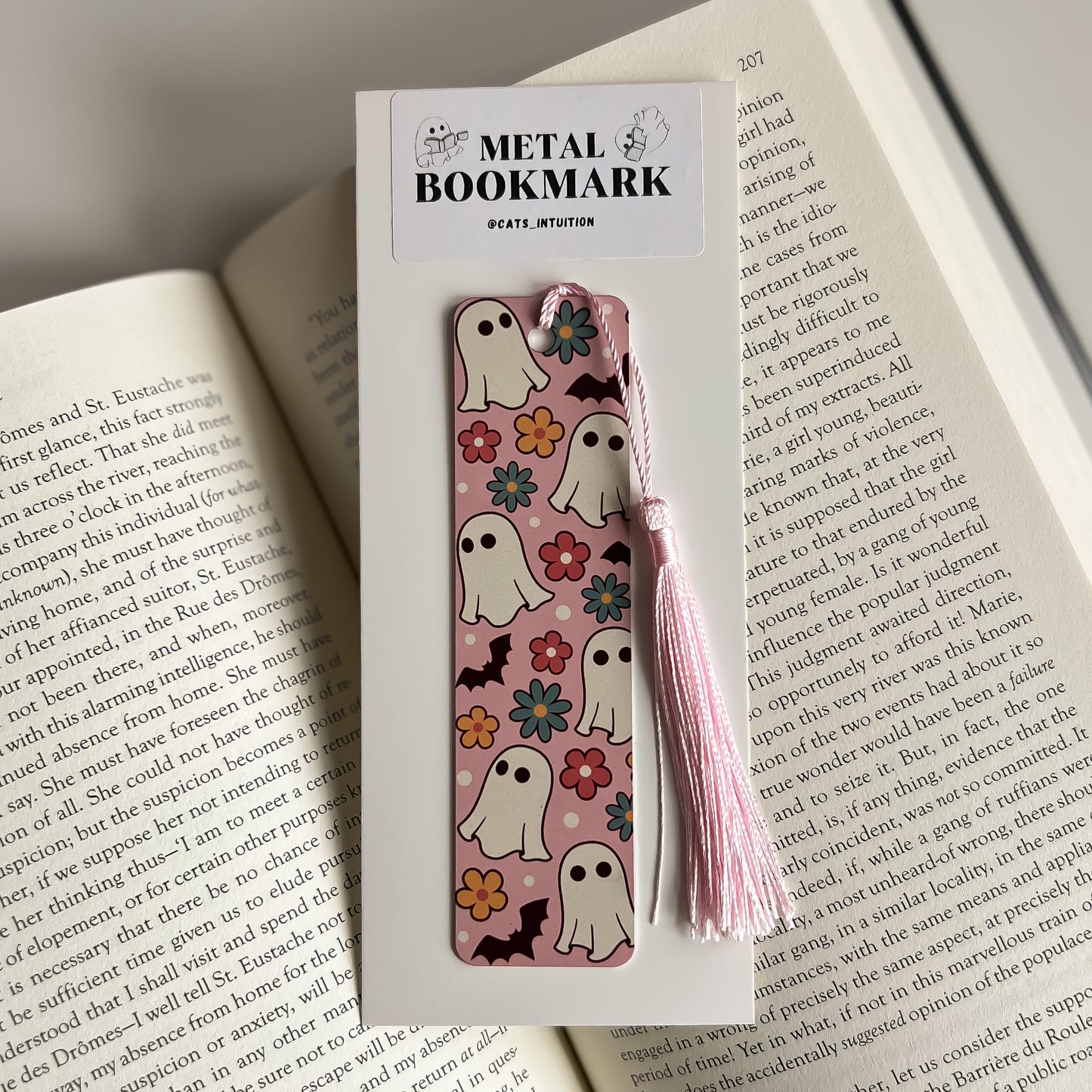 Cute Ghosts and Flowers - Metal Bookmark