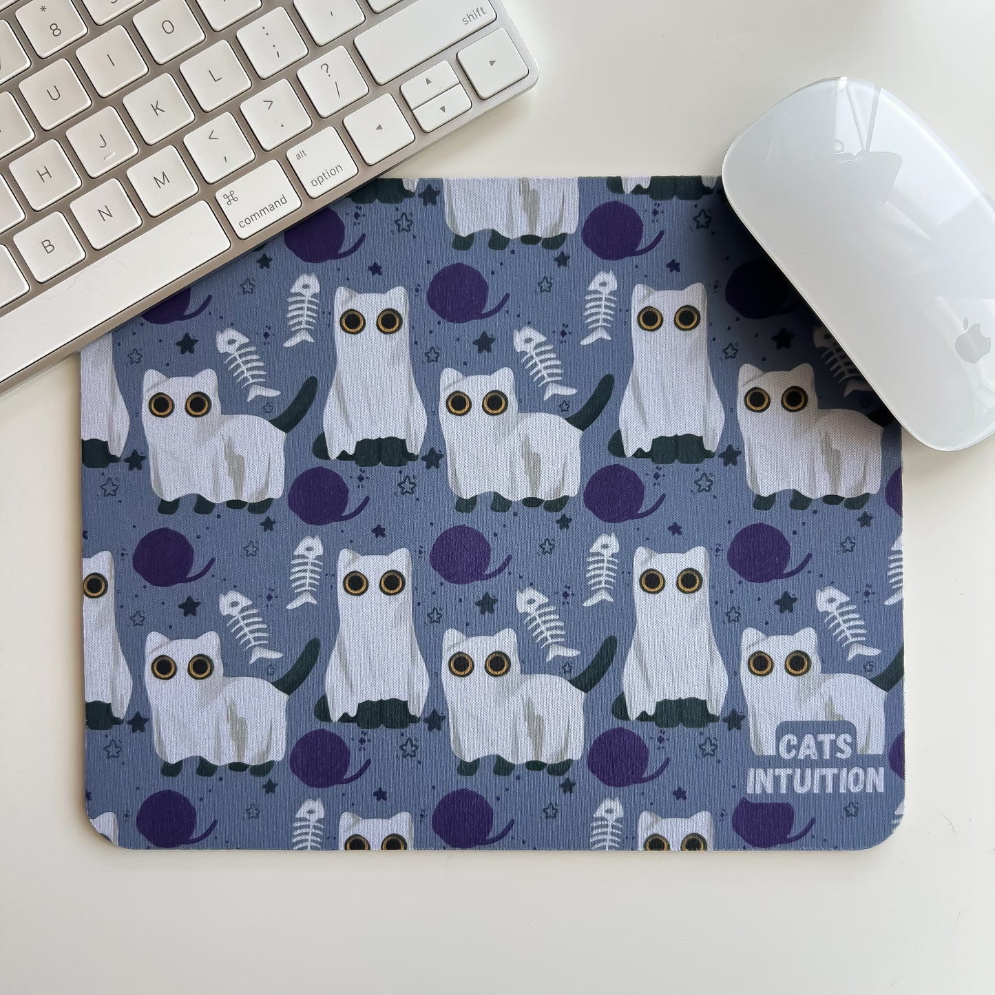 Ghost Kitties (Blue) - Mouse Pad