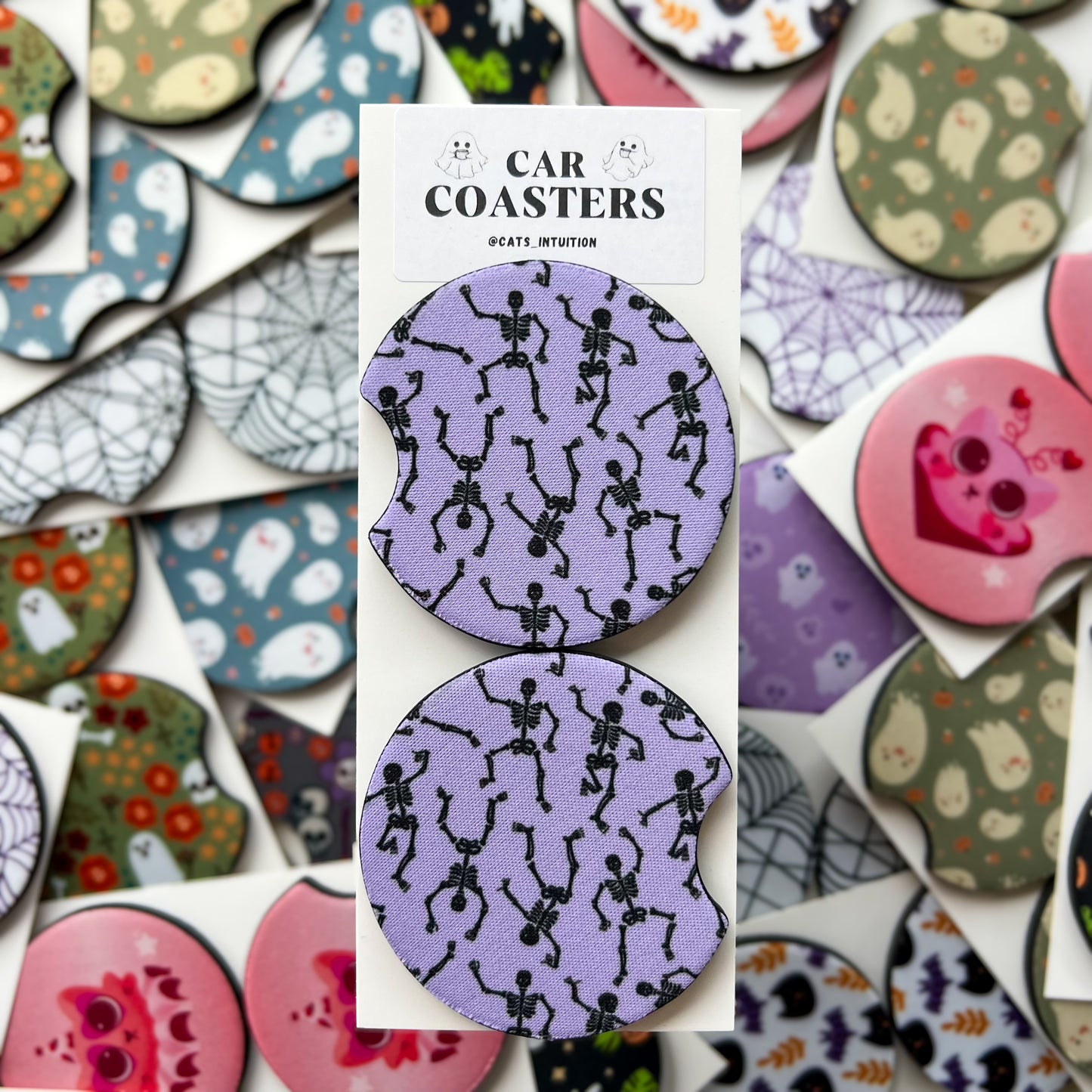 Dancing Skeletons - Car Coasters (Purple)