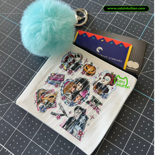 Burton – Coin/Card Pouch Keychain w/ Blue Pompom