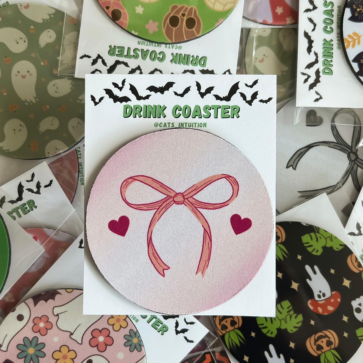 Coquette Bow (pink) - Drink Coaster