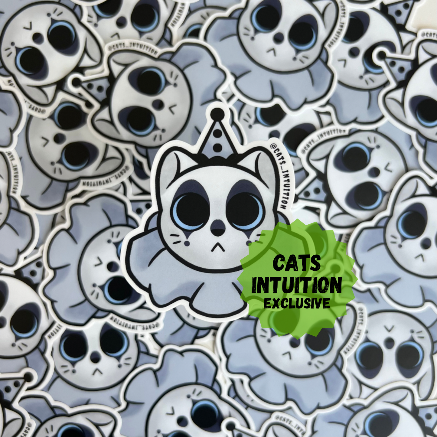 Goth Clown Kitty (white) - Sticker