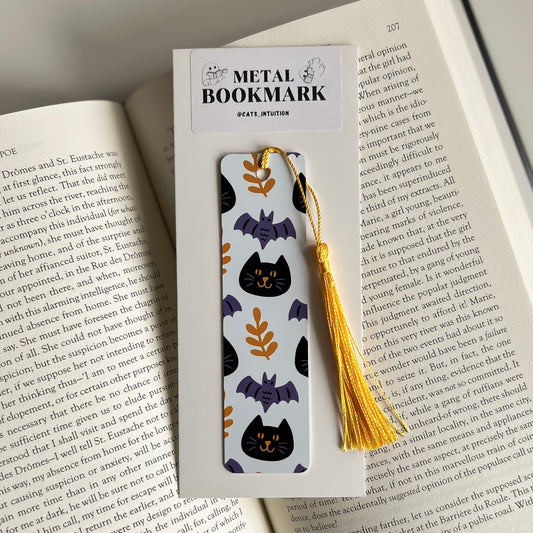 Spooky Cats and Bats - Metal Bookmark