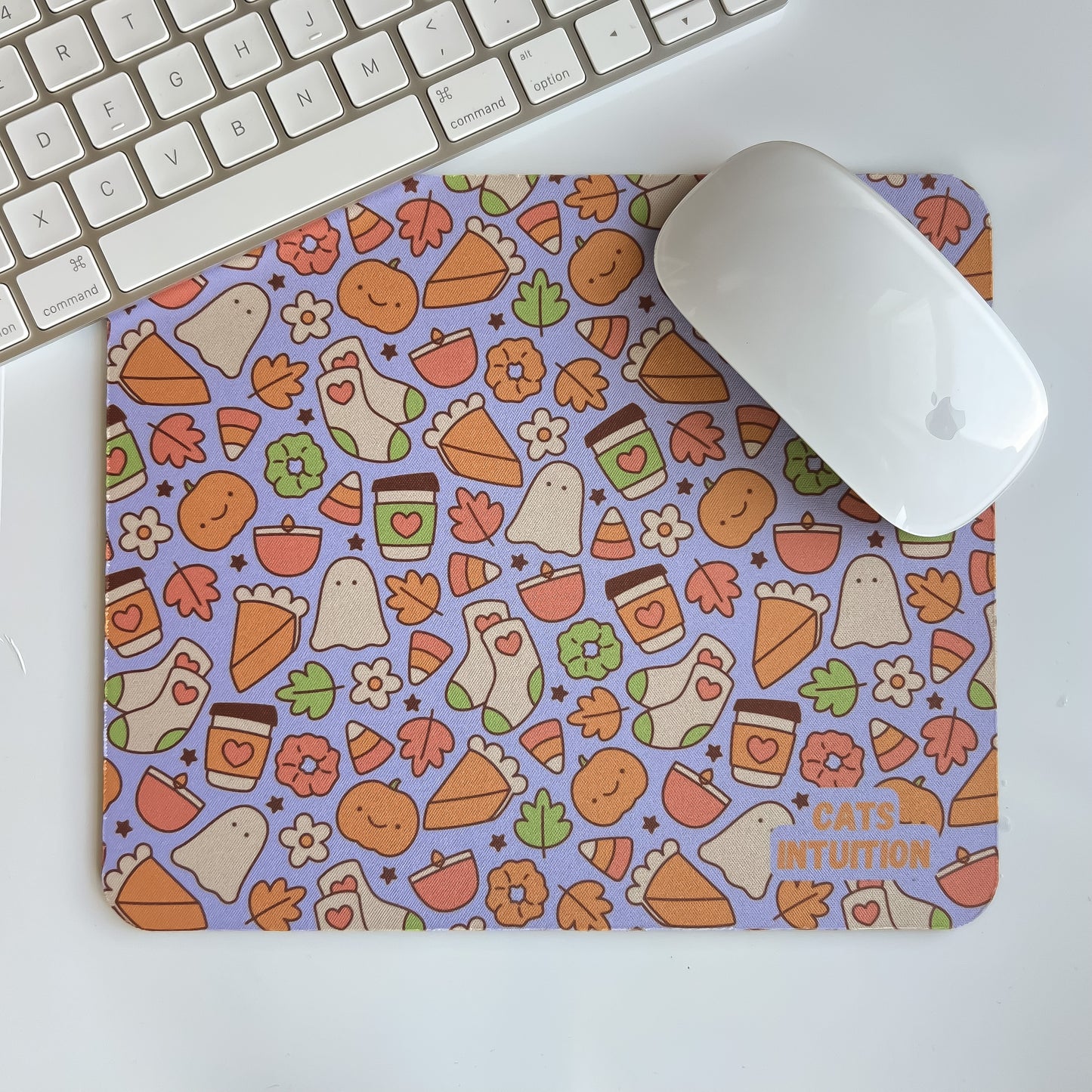 Cutesy Fall Vibes (Purple) - Mouse Pad