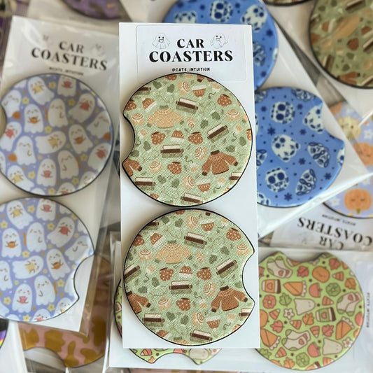 Sweater Weather - Car Coasters (Green)