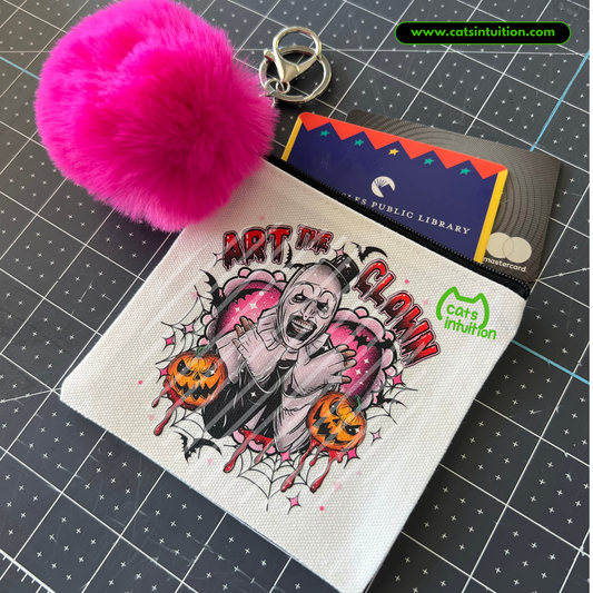 A the Clown – Coin/Card Pouch Keychain w/ Pink Pompom