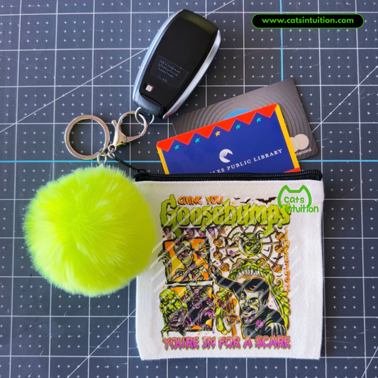 Giving Goosebumps – Coin/Card Pouch Keychain w/ Green Pompom