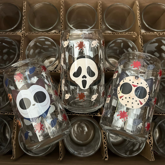 Horror Kitties - 16oz Cup with Clear Straw and Bamboo Lid