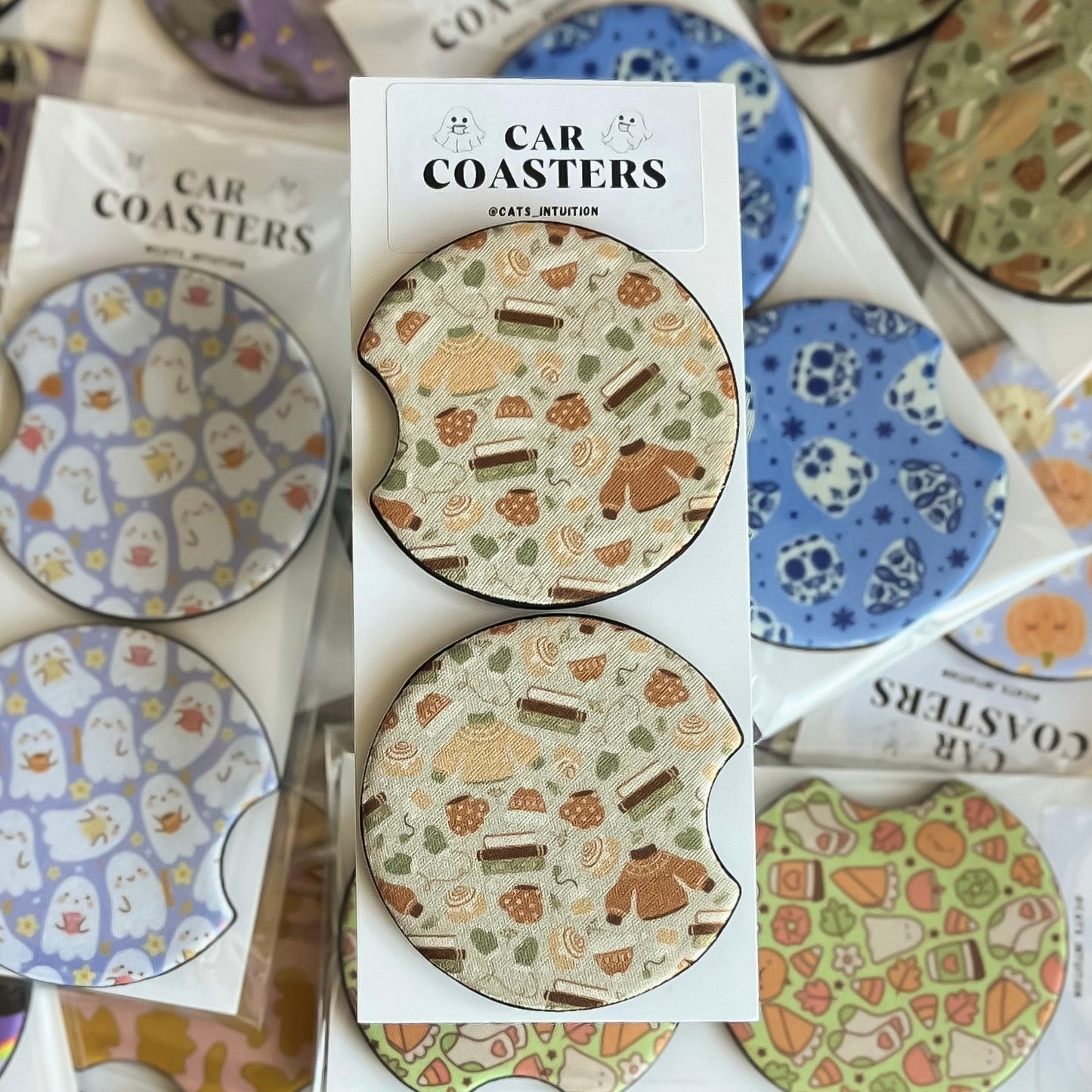 Sweater Weather - Car Coasters (Brown)