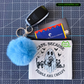Cats > Creepy People – Coin/Card Pouch Keychain w/ Blue Pompom