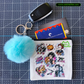 Burton – Coin/Card Pouch Keychain w/ Blue Pompom