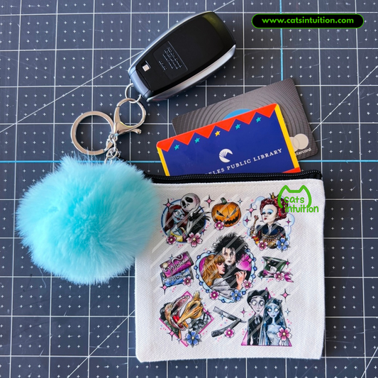 Burton – Coin/Card Pouch Keychain w/ Blue Pompom