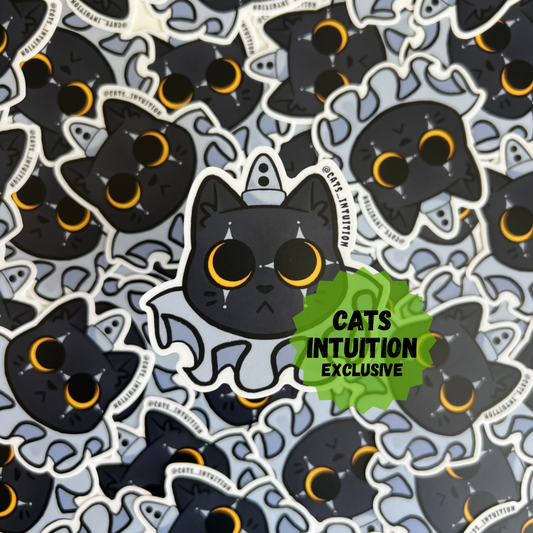 Goth Clown Kitty (black) - Sticker