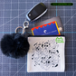 Horror Kitties Lineart – Coin/Card Pouch Keychain w/ Black Pompom