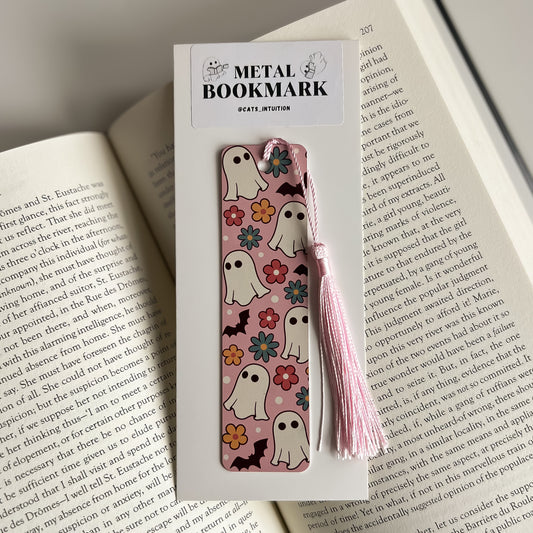 Cute Ghosts and Flowers  - Metal Bookmark