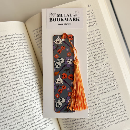 Spooky Spring Skulls - Metal Bookmark