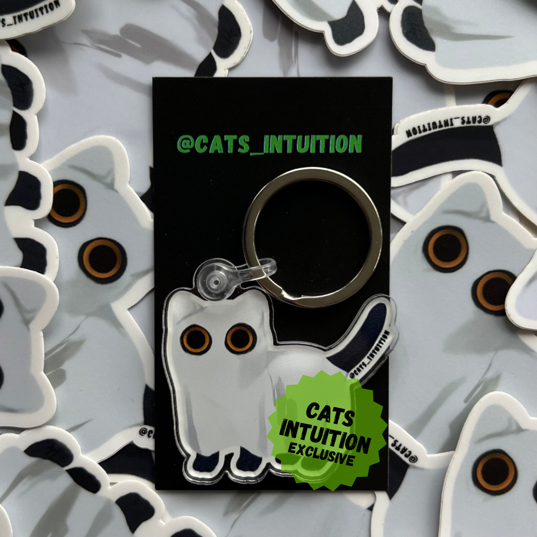 Ghost Kitty Standing- Acrylic Keychain