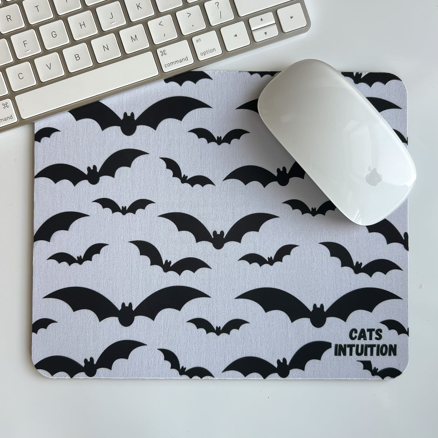 Spooky Bats (White) - Mouse Pad