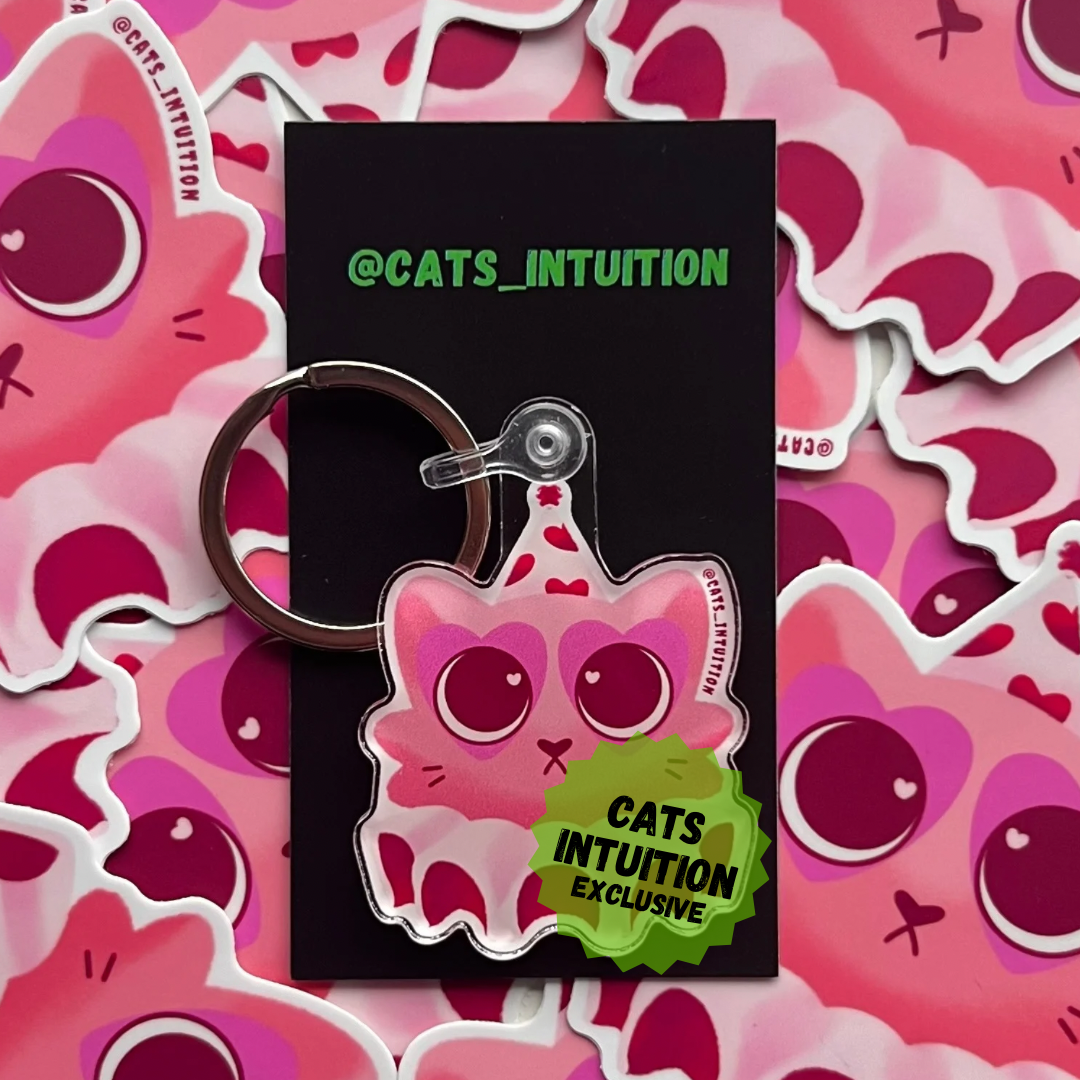 Party Hat Lovecore Kitty- Acrylic Keychain