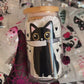 Black Cat w Knife - 16oz Cup with Clear Straw and Bamboo Lid